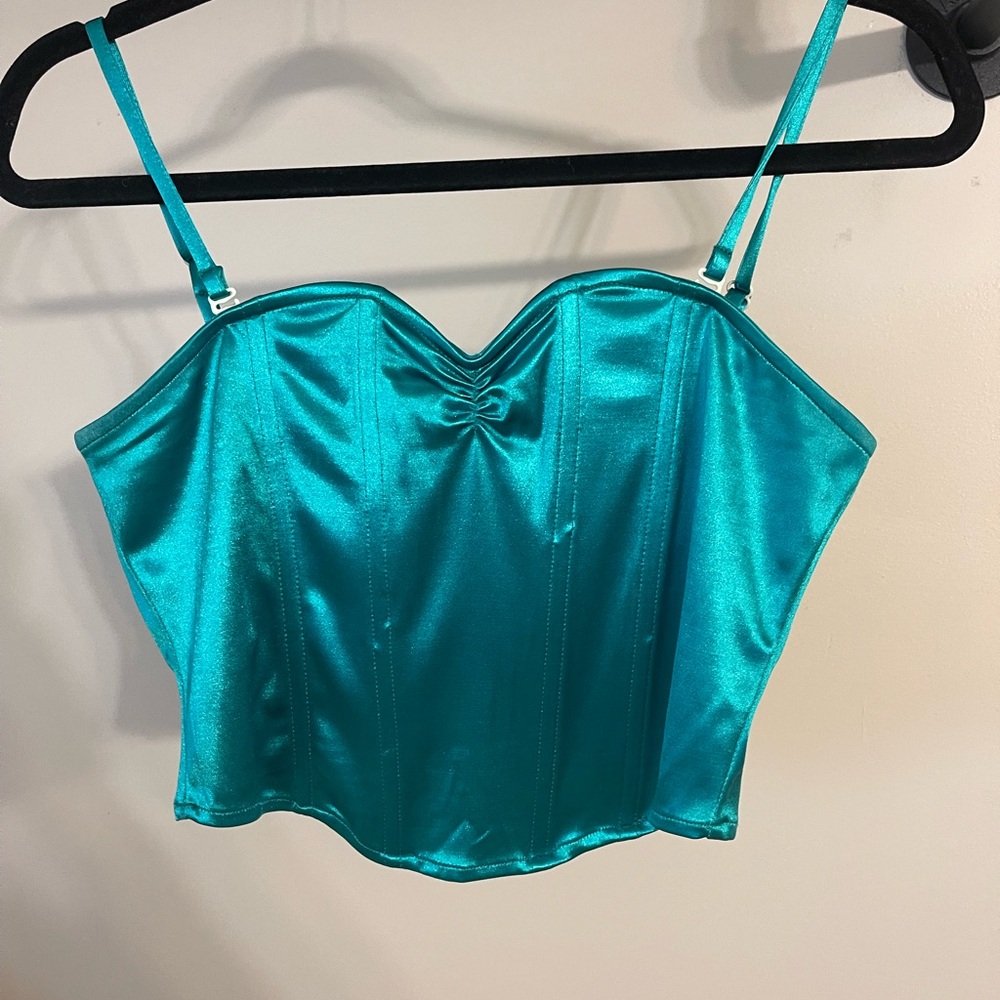 Elegant Emerald Green Satin Camisole Top